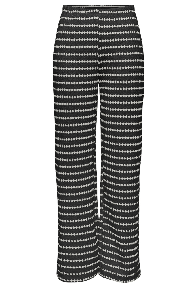 ONLEVA STRIPE WIDE LEG PANT JRS 15348629 BLACK/CLOUD DANCER